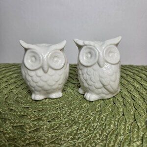 White Ceramic Owl Salt and Pepper Shakers